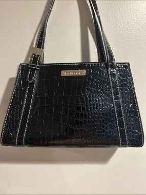 Liz Claiborne Black Croc-Embossed Shoulder Bag